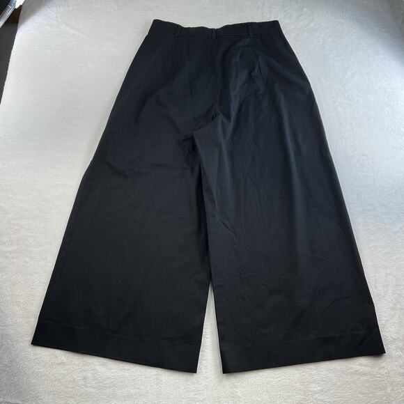 Max Mara Studio Sz 12 Cotton Cropped Trousers Pants Black Pleated Front Italy - Picture 13 of 16
